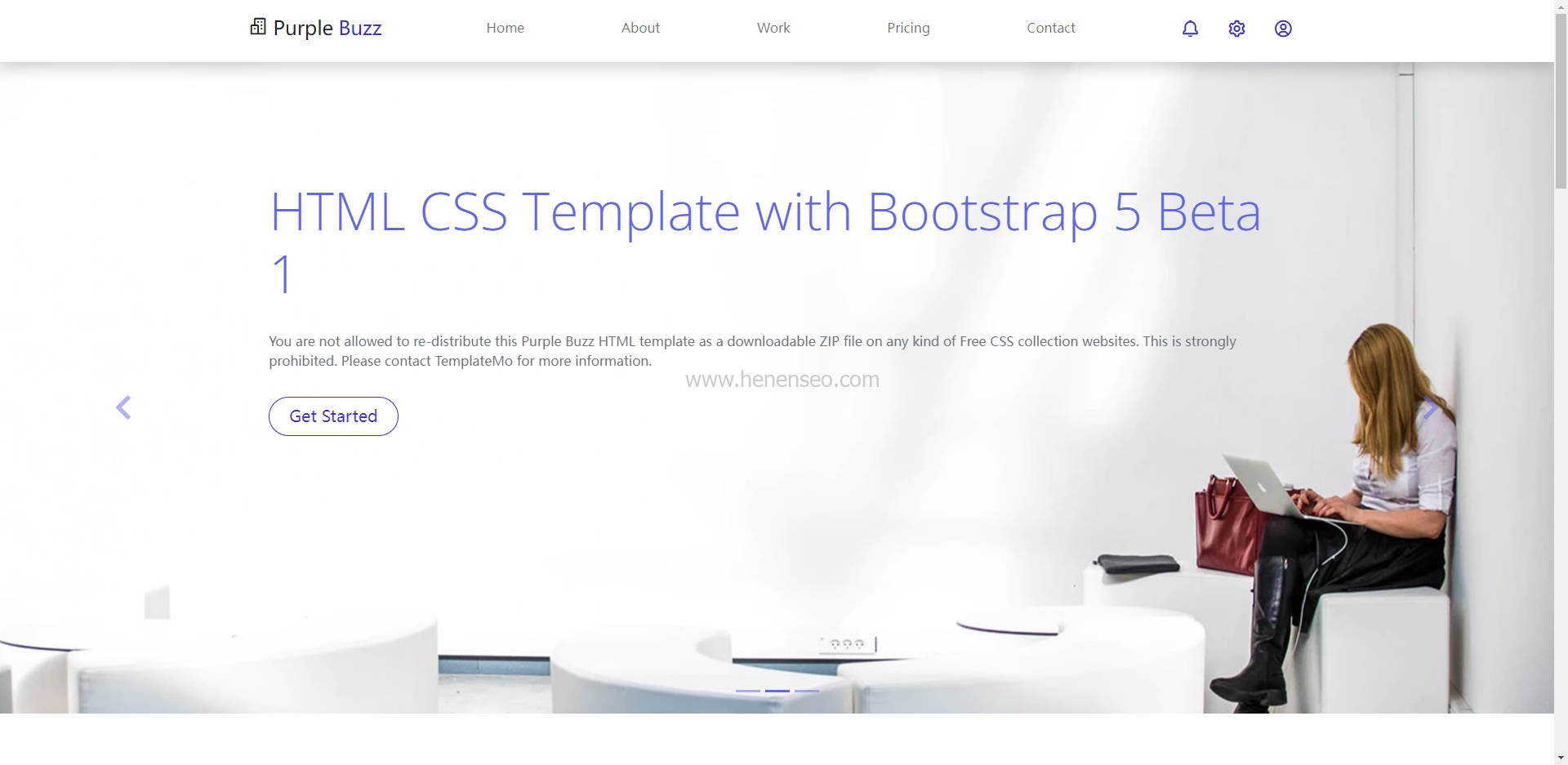  Purple Digital Technology Service Responsive Web Template Html+CSS3 New Start Blog